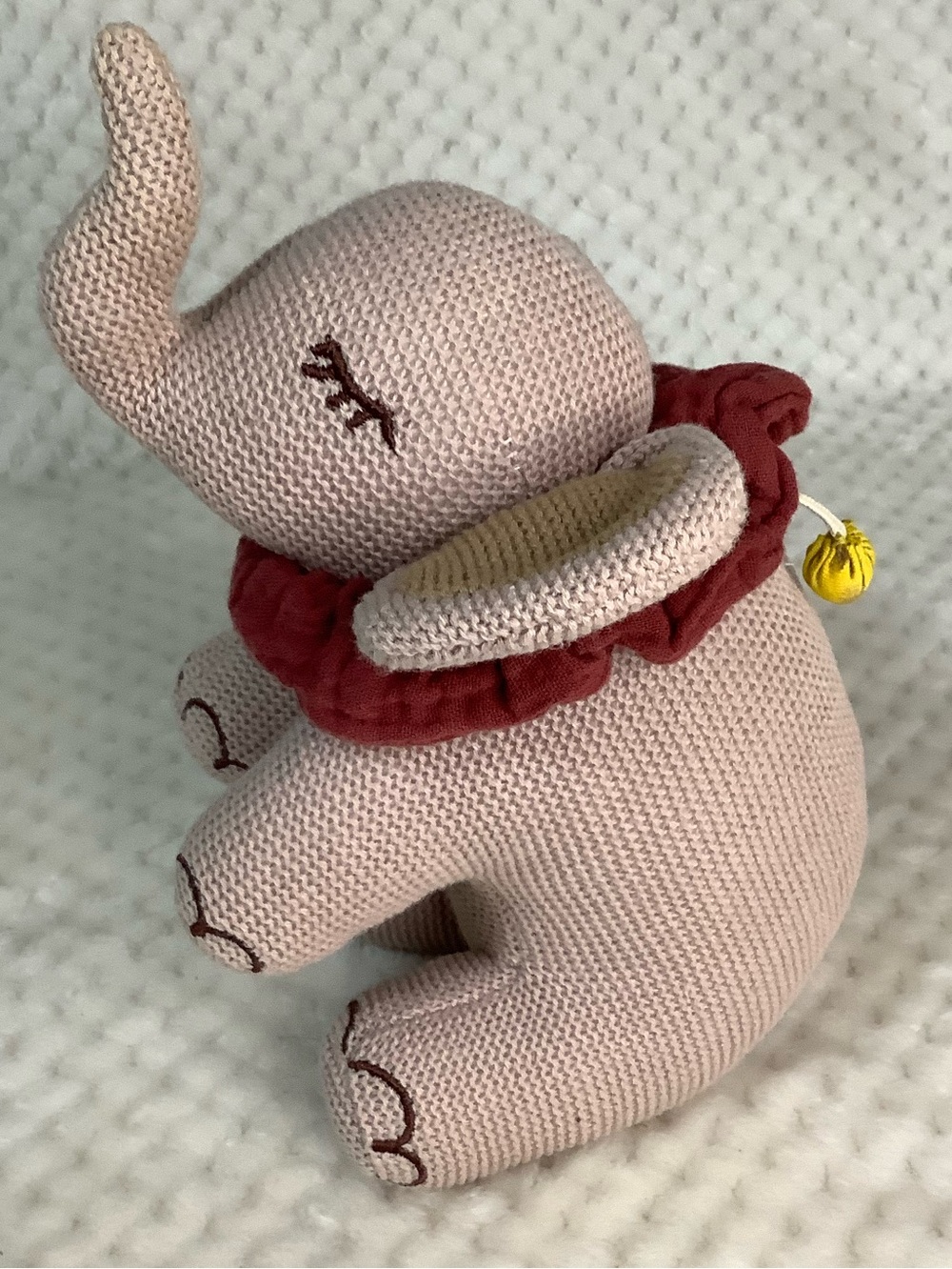 Les Petits Rosalie Musical Knit Elephant Egmont Toys Taupe Stuffed Animal Works